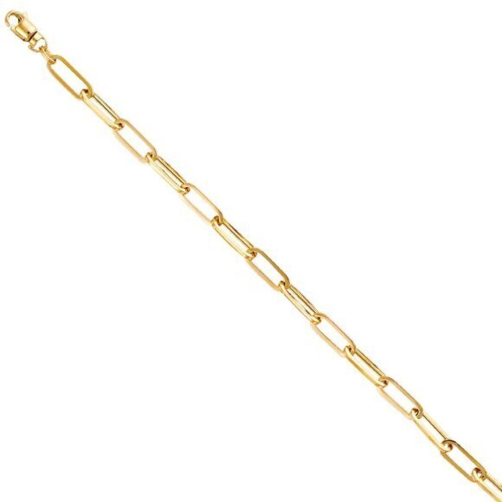 New 5.5mm 14K Solid Gold Paperclip Bracelet 7.5” inches
